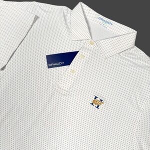 Draddy Sport‎ Captain Cool Polo Mens Large White Polka Dot Embroidered H Wings